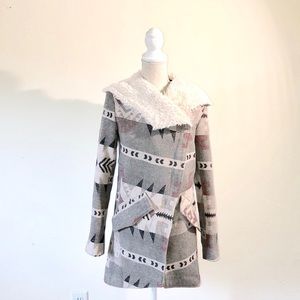 Me Jane Aztec Tribal Wool Blend Coat size Small